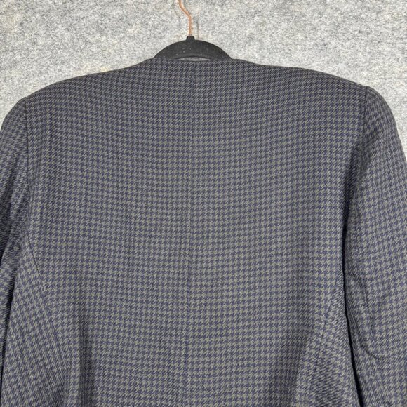 Vintage Devonshire Cream Gold Buttons Wool Houndstooth Boxy Blazer Size 14 - Picture 14 of 16